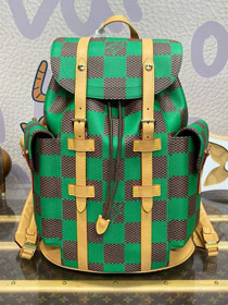 Louis vuitton original damier canvas christopher mm backpack N40564 green