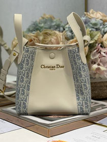 Dior original calfskin&fabric small signature bucket bag M2840 blue