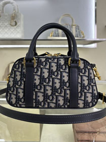 Dior original fabric mini D-vibe bowling bag  S2388 dark blue